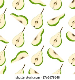 Illustration on theme big colored seamless pear, bright fruit pattern for seal. Fruit pattern consisting of beautiful seamless repeat pear. Simple colorful pattern fruit from seamless pear.