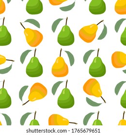 Illustration on theme big colored seamless pear, bright fruit pattern for seal. Fruit pattern consisting of beautiful seamless repeat pear. Simple colorful pattern fruit from seamless pear.