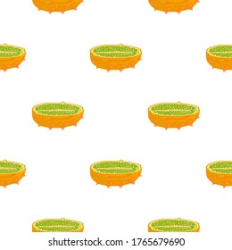 Illustration on theme big colored seamless kiwano, bright fruit pattern for seal. Fruit pattern consisting of beautiful seamless repeat kiwano. Simple colorful pattern fruit from seamless soft kiwano.