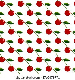 Illustration on theme big colored seamless cherry, bright berry pattern for seal. Berry pattern consisting of beautiful seamless repeat cherry. Simple colorful pattern berry from seamless soft cherry.