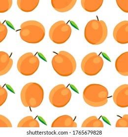 Ilustración sobre el tema albaricoque sin costuras de color grande, patrón de fruta brillante para foca. Patrón de fruta consistente en un hermoso albaricoque de repetición sin costura. Frutos simples de patrón colorido de albaricoque sin soldadura.