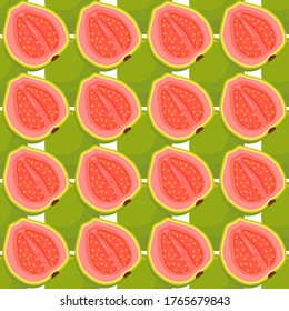 Illustration on theme big colored seamless guava, bright fruit pattern for seal. Fruit pattern consisting of beautiful seamless repeat guava. Simple colorful pattern fruit from seamless soft guava.