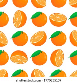 Illustration on theme big colored seamless orange, bright fruit pattern for seal. Fruit pattern consisting of beautiful seamless repeat orange. Simple colorful pattern fruit from seamless orange.