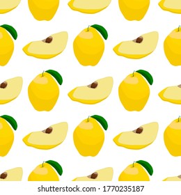 Illustration on theme big colored seamless quince, bright fruit pattern for seal. Fruit pattern consisting of beautiful seamless repeat quince. Simple colorful pattern fruit from seamless quince.