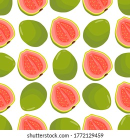 Illustration on theme big colored seamless guava, bright fruit pattern for seal. Fruit pattern consisting of beautiful seamless repeat guava. Simple colorful pattern fruit from seamless soft guava.
