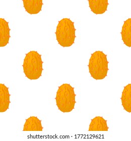 Illustration zum Thema große farbige nahtlose Kiwano, helle Fruchtmuster für den Siegel. Fruchtmuster aus schönen nahtlosen wiederholen Kiwano. Einfache, farbige Musterfrucht aus nahtlosem, weicher Kiwano.