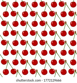 Illustration on theme big colored seamless cherry, bright berry pattern for seal. Berry pattern consisting of beautiful seamless repeat cherry. Simple colorful pattern berry from seamless soft cherry.