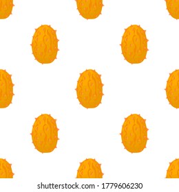Illustration on theme big colored seamless kiwano, bright fruit pattern for seal. Fruit pattern consisting of beautiful seamless repeat kiwano. Simple colorful pattern fruit from seamless soft kiwano.