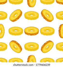 Ilustración sobre el tema de la piña sin soldadura de color grande, patrón de fruta brillante para la foca. Patrón de fruta consistente en una hermosa piña repetida sin costura. Sencillo patrón colorido fruta piña sin soldadura.