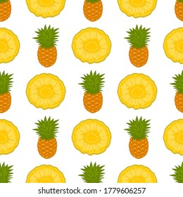 Illustration on theme big colored seamless pineapple, bright fruit pattern for seal. Fruit pattern consisting of beautiful seamless repeat pineapple. Simple colorful pattern fruit seamless pineapple.