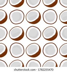 Illustration on theme big colored seamless coconut, bright fruit pattern for seal. Fruit pattern consisting of beautiful seamless repeat coconut. Simple colorful pattern fruit seamless soft coconut.