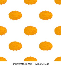 Illustration on theme big colored seamless kiwano, bright fruit pattern for seal. Fruit pattern consisting of beautiful seamless repeat kiwano. Simple colorful pattern fruit from seamless soft kiwano.