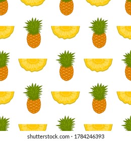 Illustration on theme big colored seamless pineapple, bright fruit pattern for seal. Fruit pattern consisting of beautiful seamless repeat pineapple. Simple colorful pattern fruit seamless pineapple.