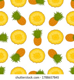 Illustration on theme big colored seamless pineapple, bright fruit pattern for seal. Fruit pattern consisting of beautiful seamless repeat pineapple. Simple colorful pattern fruit seamless pineapple.