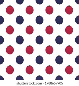 Ilustración sobre el tema de la uva sin costura de color grande, patrón de baya brillante para foca. Patrón de cerezo consistente en una hermosa uva repetida sin costura. Berry de patrón simple y colorido a partir de uva suave sin fisuras.
