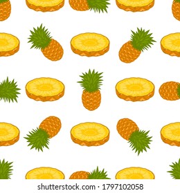 Illustration on theme big colored seamless pineapple, bright fruit pattern for seal. Fruit pattern consisting of beautiful seamless repeat pineapple. Simple colorful pattern fruit seamless pineapple.