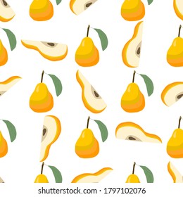 Illustration on theme big colored seamless pear, bright fruit pattern for seal. Fruit pattern consisting of beautiful seamless repeat pear. Simple colorful pattern fruit from seamless pear.