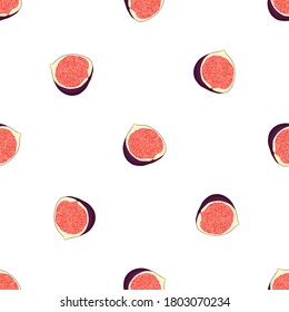 Illustration on theme big colored seamless purple fig, bright fruit pattern for seal. Fruit pattern consisting of beautiful seamless repeat fig. Simple colorful pattern fruit from seamless purple fig.