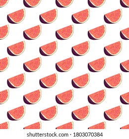 Ilustración sobre el tema higo púrpura de color grande, patrón de fruta brillante para foca. Patrón de fruta consistente en una hermosa higuera repetida sin costura. Fruto sencillo de color de higo morado sin soldadura.