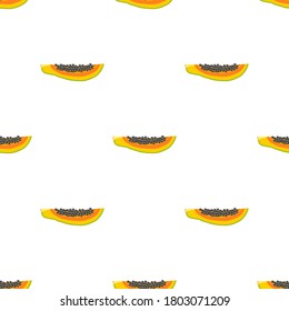 Ilustración sobre el tema de la papaya sin soldadura de color grande, patrón de fruta brillante para la foca. Patrón de fruta consistente en una hermosa papaya repetida sin costura. Frutos simples de patrón colorido de papaya sin soldadura.