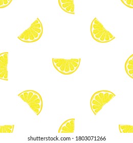 Illustration on theme big colored seamless yellow lemon, bright fruit pattern for seal. Fruit pattern consisting of beautiful seamless repeat lemon. Simple colorful pattern fruit from seamless lemon.