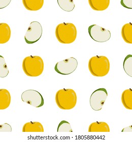 Illustration on theme big colored seamless apple, bright fruit pattern for seal. Fruit pattern consisting of beautiful seamless repeat apple. Simple colorful pattern fruit from seamless beauty apple.