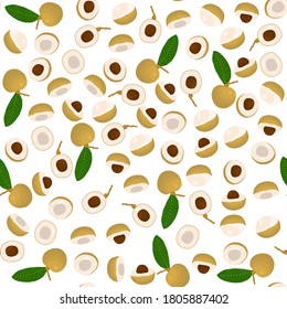 Illustration on theme big colored seamless longan, bright fruit pattern for seal. Fruit pattern consisting of beautiful seamless repeat longan. Simple colorful pattern fruit from seamless longan.