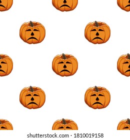 Illustration on theme big colored pattern Halloween, seamless orange pumpkin. Seamless pattern consisting of collection pumpkin, accessory at Halloween. Rare pattern Halloween from seamless pumpkin.