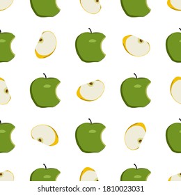 Ilustración sobre el tema manzana sin soldadura de color grande, patrón de fruta brillante. Patrón de fruta consistente en una hermosa manzana repetida sin costura. Frutos de patrón simple y colorido de manzana de belleza sin costura.
