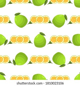 Ilustración sobre el tema pomelo sin costuras de color grande, patrón de fruta brillante. Patrón de fruta consistente en un hermoso pomelo de repetición sin costura. Fruto simple de patrón colorido 