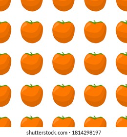 Ilustración sobre el tema del persimón sin costura de color grande, patrón de fruta para foca. Patrón de fruta consistente en un hermoso persimón de repetición sin fisuras. Frutos simples de patrón colorido a partir de persimón sin soldadura.