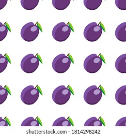 Illustration on theme big colored seamless purple plum, bright fruit pattern for seal. Fruit pattern consisting of beautiful seamless repeat plum. Simple colorful pattern fruit from seamless plum.