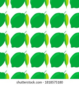 Ilustración sobre el tema de la lima verde sin costuras de color grande, patrón de fruta brillante para foca. Patrón de fruta consistente en una bella cal repetida sin costura. Fruto patrón sencillo de color a partir de cal verde sin soldadura