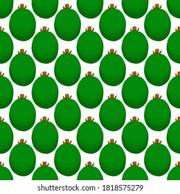 Illustration on theme big colored seamless feijoa, bright fruit pattern for seal. Fruit pattern consisting of beautiful seamless repeat feijoa. Simple colorful pattern fruit from seamless feijoa.