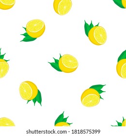 Illustration on theme big colored seamless yellow lemon, bright fruit pattern for seal. Fruit pattern consisting of beautiful seamless repeat lemon. Simple colorful pattern fruit from seamless lemon.