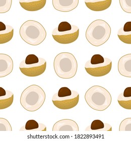 Illustration on theme big colored seamless longan, bright fruit pattern for seal. Fruit pattern consisting of beautiful seamless repeat longan. Simple colorful pattern fruit from seamless longan.