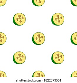 Illustration on theme big colored seamless feijoa, bright fruit pattern for seal. Fruit pattern consisting of beautiful seamless repeat feijoa. Simple colorful pattern fruit from seamless feijoa.