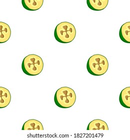 Illustration on theme big colored seamless feijoa, bright fruit pattern for seal. Fruit pattern consisting of beautiful seamless repeat feijoa. Simple colorful pattern fruit from seamless feijoa.