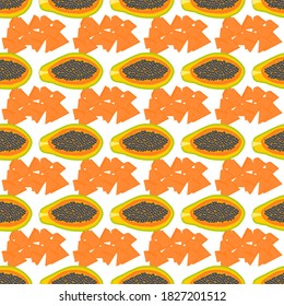 Illustration on theme big colored seamless papaya, bright fruit pattern for seal. Fruit pattern consisting of beautiful seamless repeat papaya. Simple colorful pattern fruit from seamless papaya.