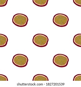 Illustration on theme big colored seamless passion fruit, bright  pattern for seal. Passion fruit pattern consisting of beautiful seamless repeat. Simple colorful pattern passion fruit from seamless.