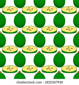 Illustration on theme big colored seamless feijoa, bright fruit pattern for seal. Fruit pattern consisting of beautiful seamless repeat feijoa. Simple colorful pattern fruit from seamless feijoa.