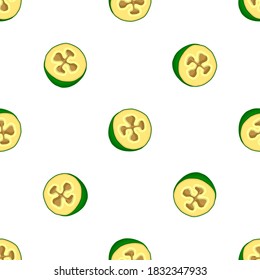 Illustration on theme big colored seamless feijoa, bright fruit pattern for seal. Fruit pattern consisting of beautiful seamless repeat feijoa. Simple colorful pattern fruit from seamless feijoa.