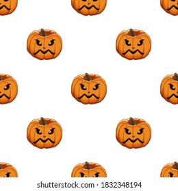 Illustration on theme big colored pattern Halloween, seamless orange pumpkin. Seamless pattern consisting of collection pumpkin, accessory at Halloween. Rare pattern Halloween from seamless pumpkin.