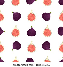 Illustration on theme big colored seamless purple fig, bright fruit pattern for seal. Fruit pattern consisting of beautiful seamless repeat fig. Simple colorful pattern fruit from seamless purple fig.