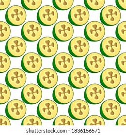 Illustration on theme big colored seamless feijoa, bright fruit pattern for seal. Fruit pattern consisting of beautiful seamless repeat feijoa. Simple colorful pattern fruit from seamless feijoa.