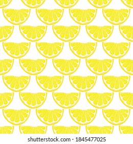 Illustration on theme big colored seamless yellow lemon, bright fruit pattern for seal. Fruit pattern consisting of beautiful seamless repeat lemon. Simple colorful pattern fruit from seamless lemon.