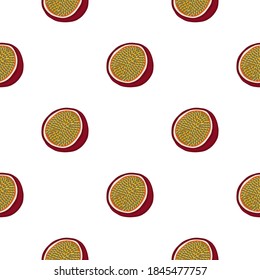 Illustration on theme big colored seamless passion fruit, bright  pattern for seal. Passion fruit pattern consisting of beautiful seamless repeat. Simple colorful pattern passion fruit from seamless.