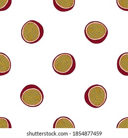 Illustration on theme big colored seamless passion fruit, bright  pattern for seal. Passion fruit pattern consisting of beautiful seamless repeat. Simple colorful pattern passion fruit from seamless.