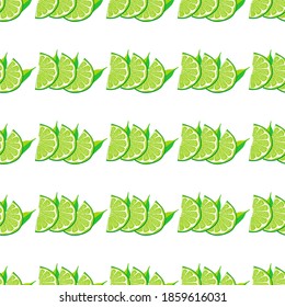 Illustration on theme big colored seamless green lime, bright fruit pattern for seal. Fruit pattern consisting of beautiful seamless repeat lime. Simple colorful pattern fruit from seamless green lime