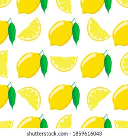 Illustration on theme big colored seamless yellow lemon, bright fruit pattern for seal. Fruit pattern consisting of beautiful seamless repeat lemon. Simple colorful pattern fruit from seamless lemon.